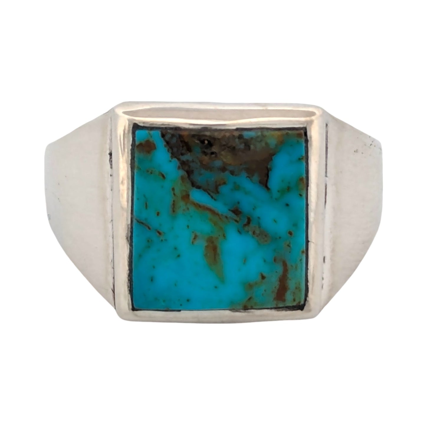 Prairie Dog Run | Handmade Sterling Silver Ring with Turquoise  (Size 13)