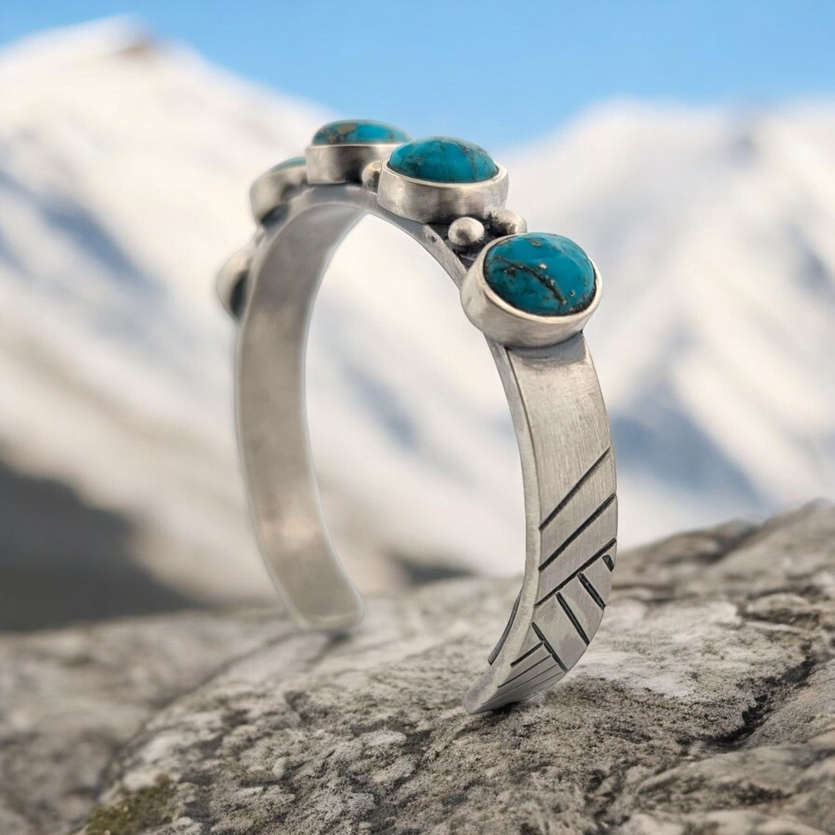 Scorpion Scythe | Hand Fabricated Sterling Silver and Kingman Turquoise Cuff Bracelet