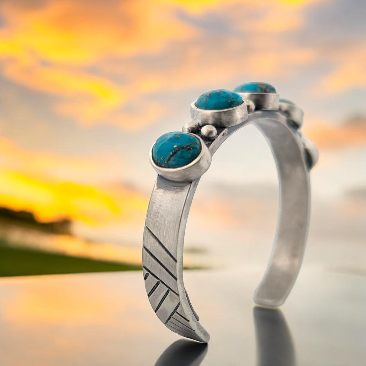 Scorpion Scythe | Hand Fabricated Sterling Silver and Kingman Turquoise Cuff Bracelet