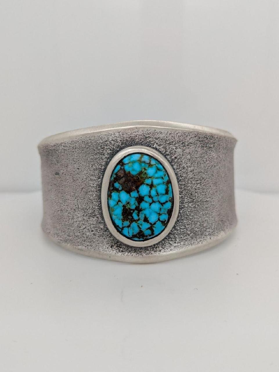 Alamo Crossing | Sterling Silver Kingman Turquoise Tufa Cast Cuff Southwestern Bracelet