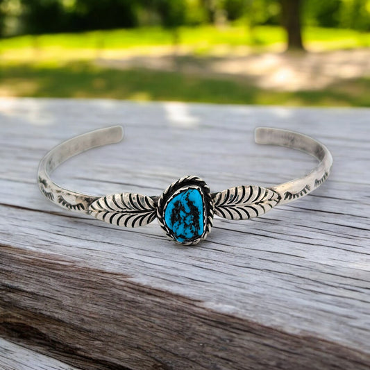 Canyon Diablo | Vintage Sterling Silver Cuff Bracelet with Turquoise