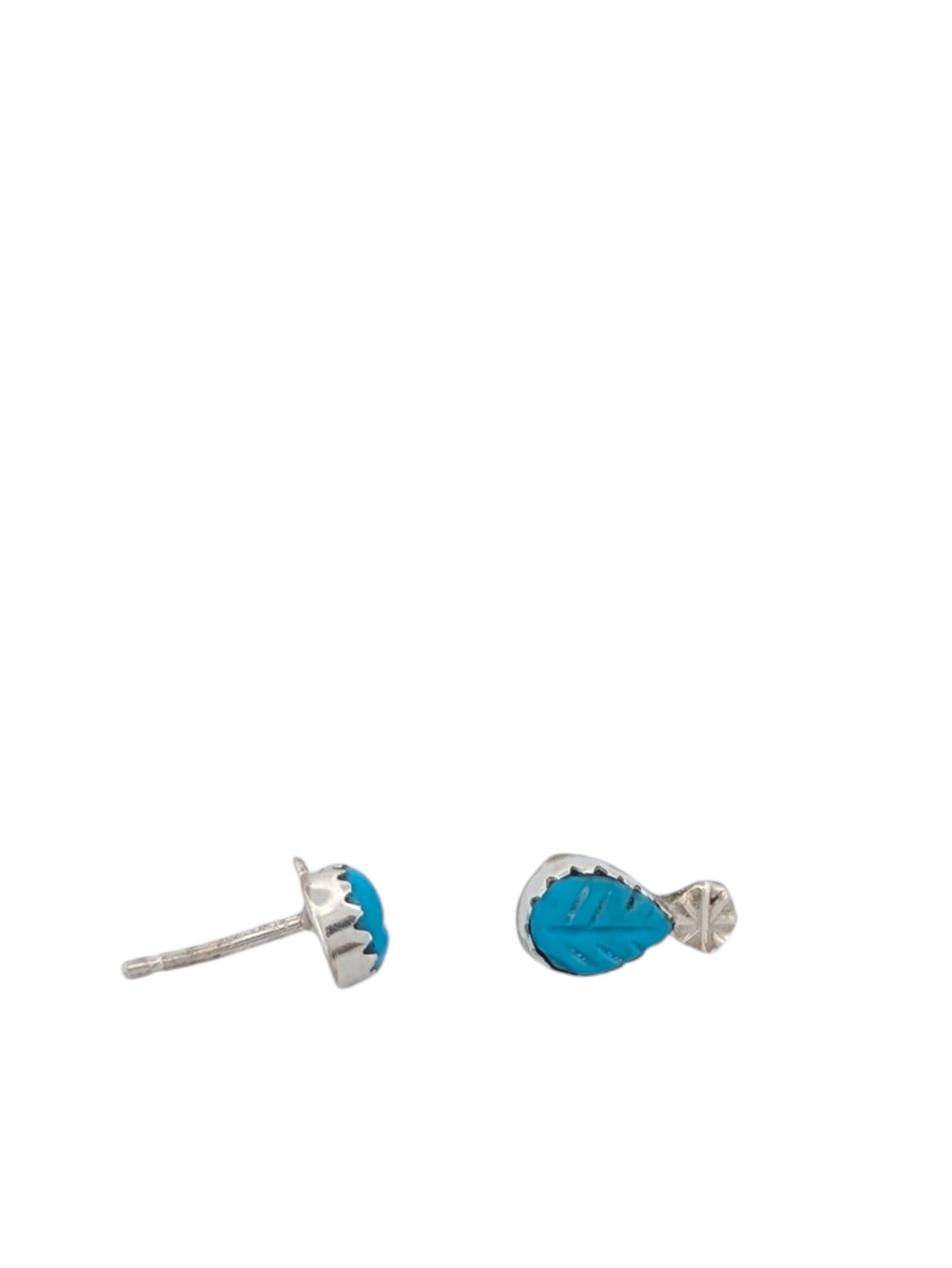 Cowboy Cassidy | Handmade Zuni Sterling Silver and Carved Turquoise Leaf Earring