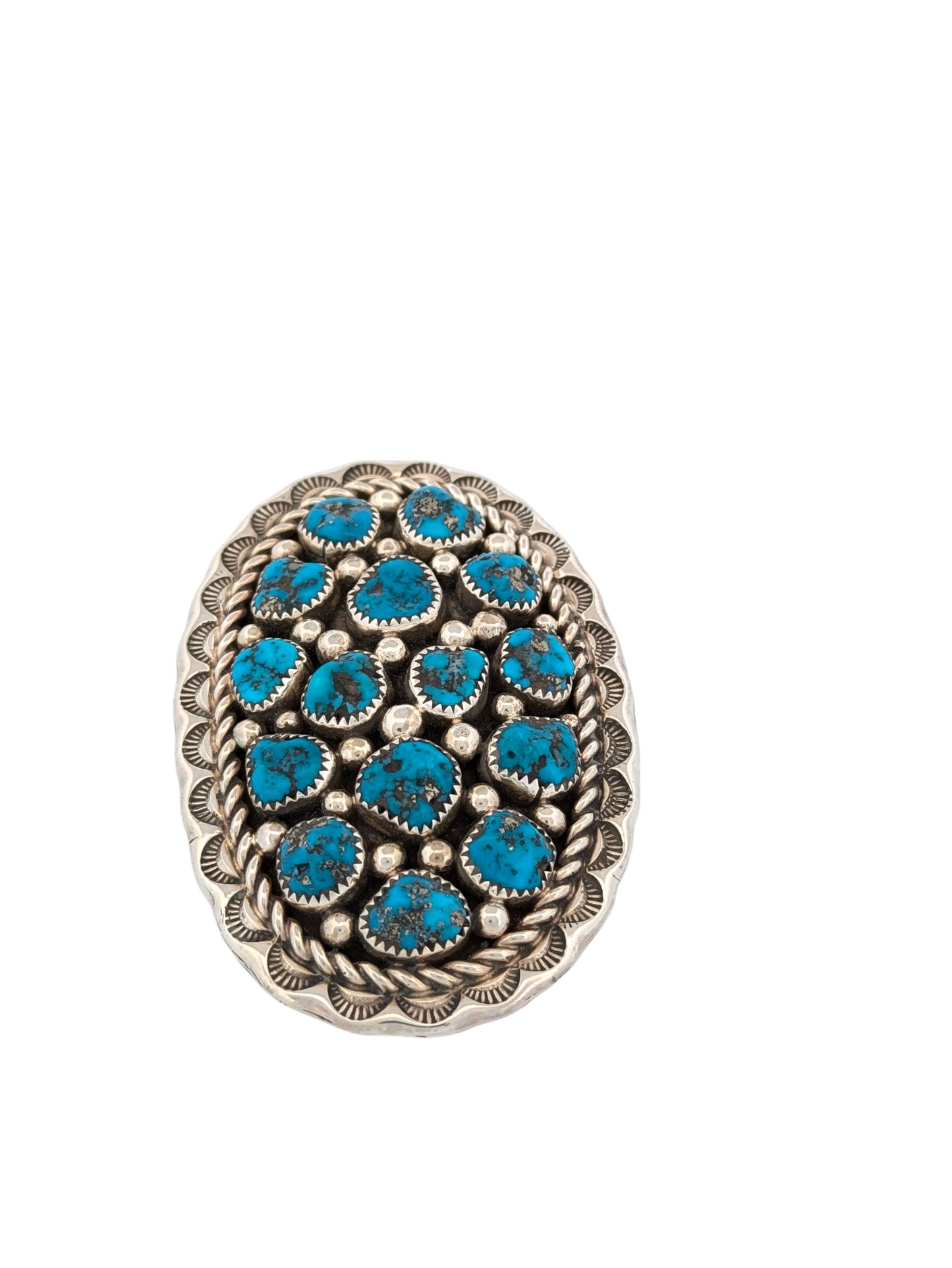 Bob White Ridge | New Native American Handmade Multi-Stone Turquoise Cluster Ring by Navajo Artist Tiffaney Jones