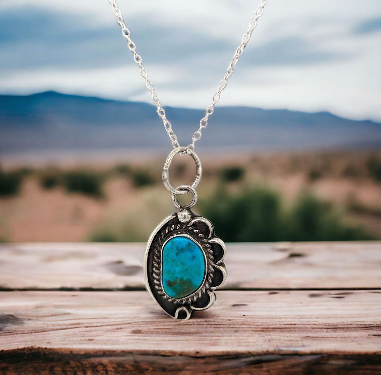 Skull Trail | Vintage Handmade Sterling Silver and Turquoise Pendant