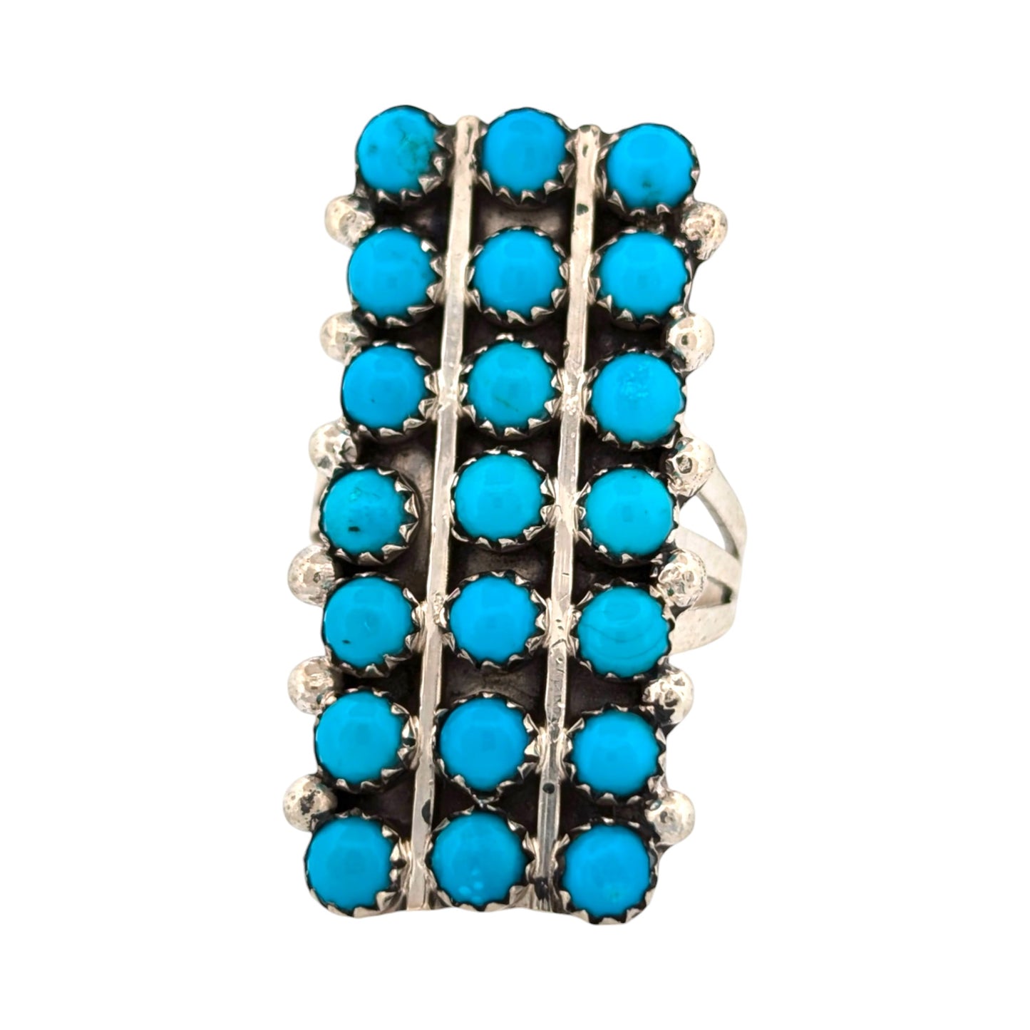 Helena | Handmade Native American Sterling Silver Ring with Turquoise Stones