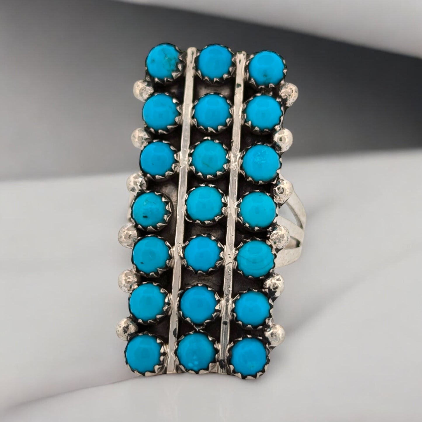 Helena | Handmade Native American Sterling Silver Ring with Turquoise Stones