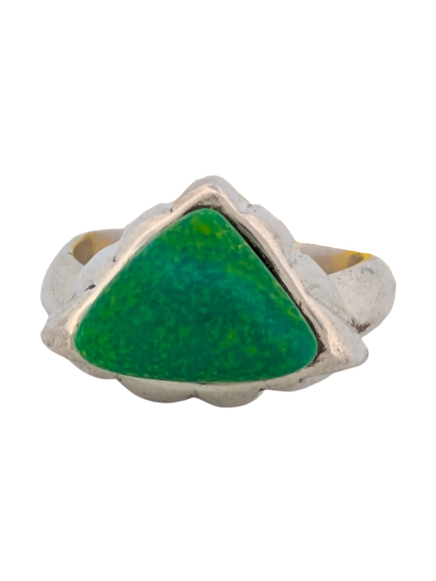 Dodge City | Sterling Silver Ring By Robert Drozd With Vibrant Green Carico Lake Turquoise