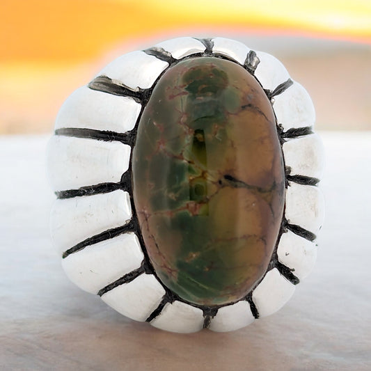 Deadeye Pearl | Sterling Silver Turquoise Ring with Single Kingman Turquoise Inlay