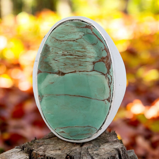 Cheatin' Ike | Sterling Silver Turquoise Ring with Single Stone Inlay (Size 8.5)