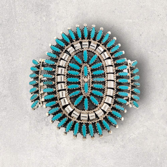 Camp Wood | Navajo Sterling Silver Turquoise Petit Point Cuff Bracelet