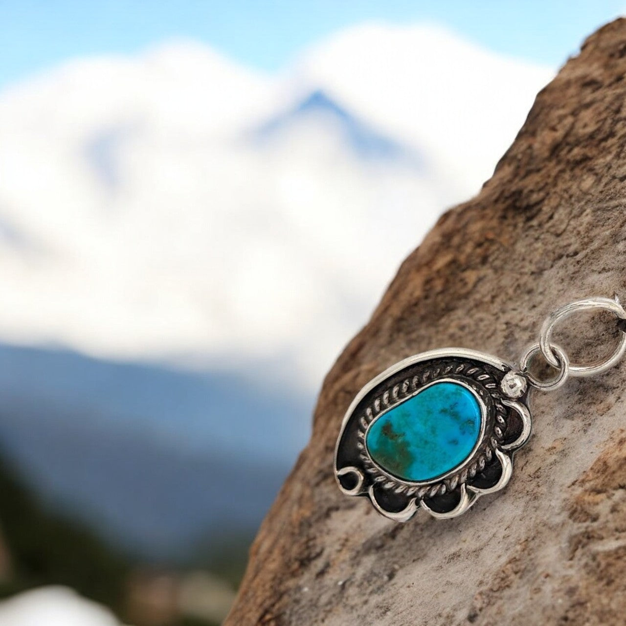 Mud Flats | Handmade Native American Sterling Silver and Turquoise Pendant by Jarod Gordy