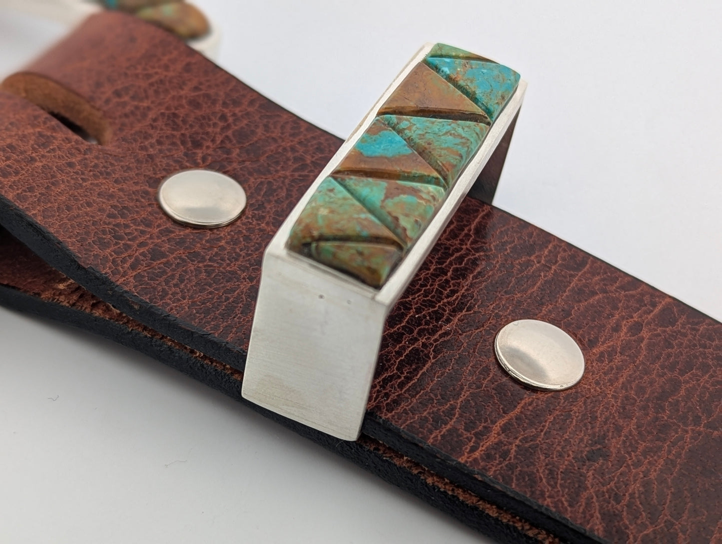 Rocky Dales | Handmade Sterling Silver Ranger Belt Buckle with Turquoise and Coral Inlay – Fits 1.5" Belt