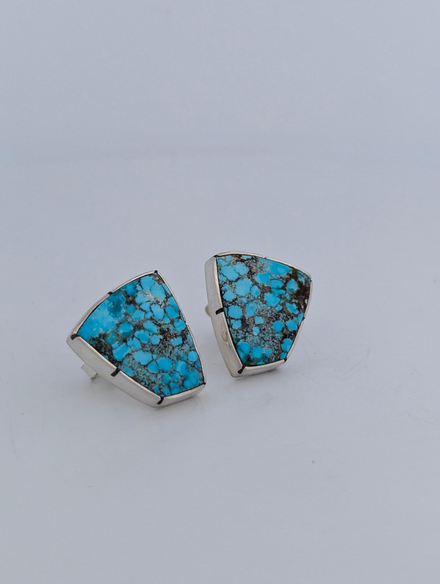 Beaver Springs | Sterling Silver Earrings with Kingman Turquoise Cabochons