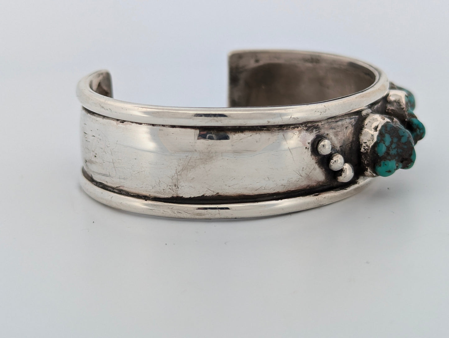 Nags Basin | Signed Vintage Sterling Silver Cuff Bracelet with Turquoise