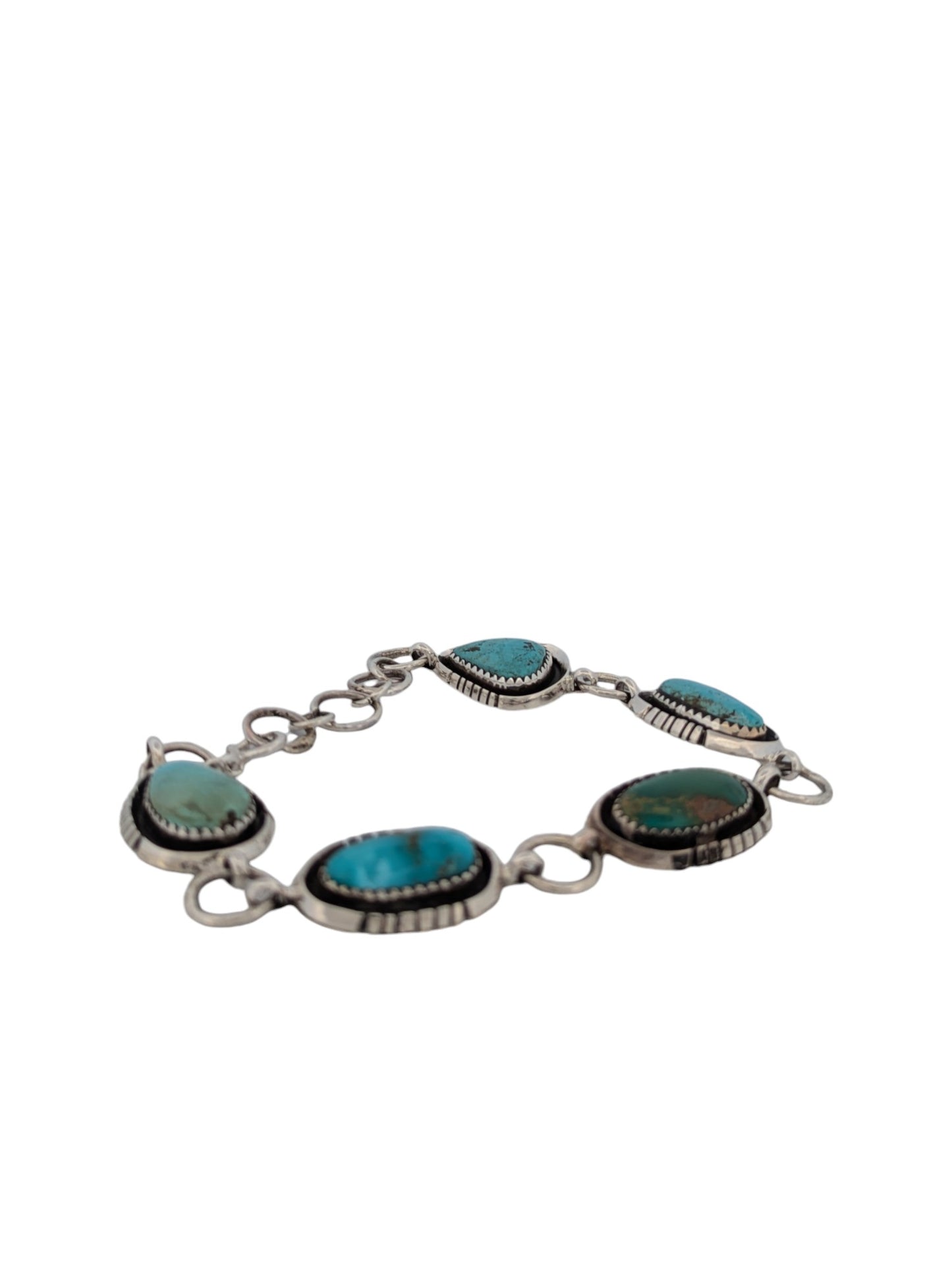 Yellow Rose | Navajo Sterling Silver Turquoise Bracelet | Handmade Jewelry by Edward Johnson