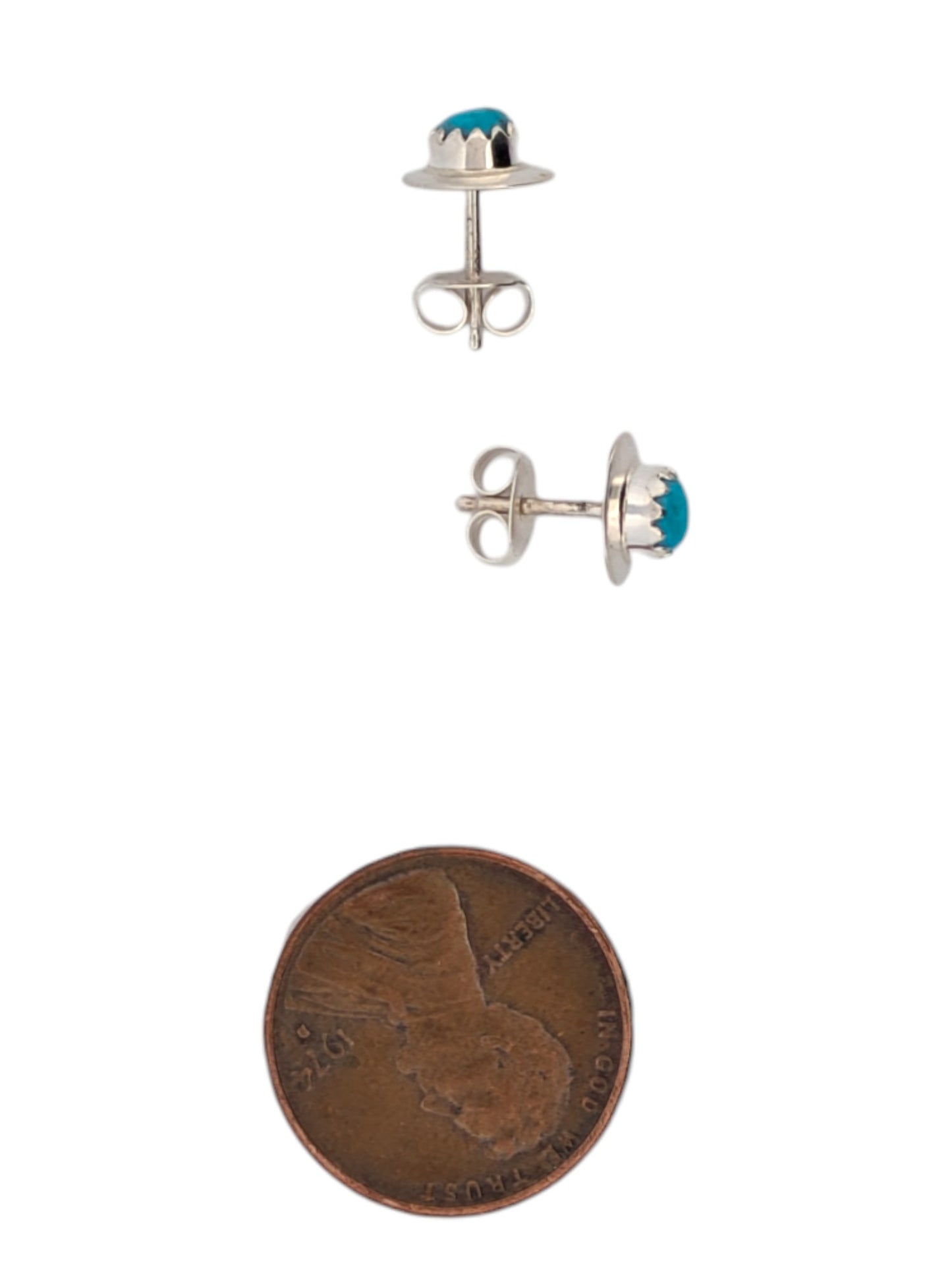 Coyote Ridge | New Native American Handmade Sterling Silver and Round Turquoise Button Earrings