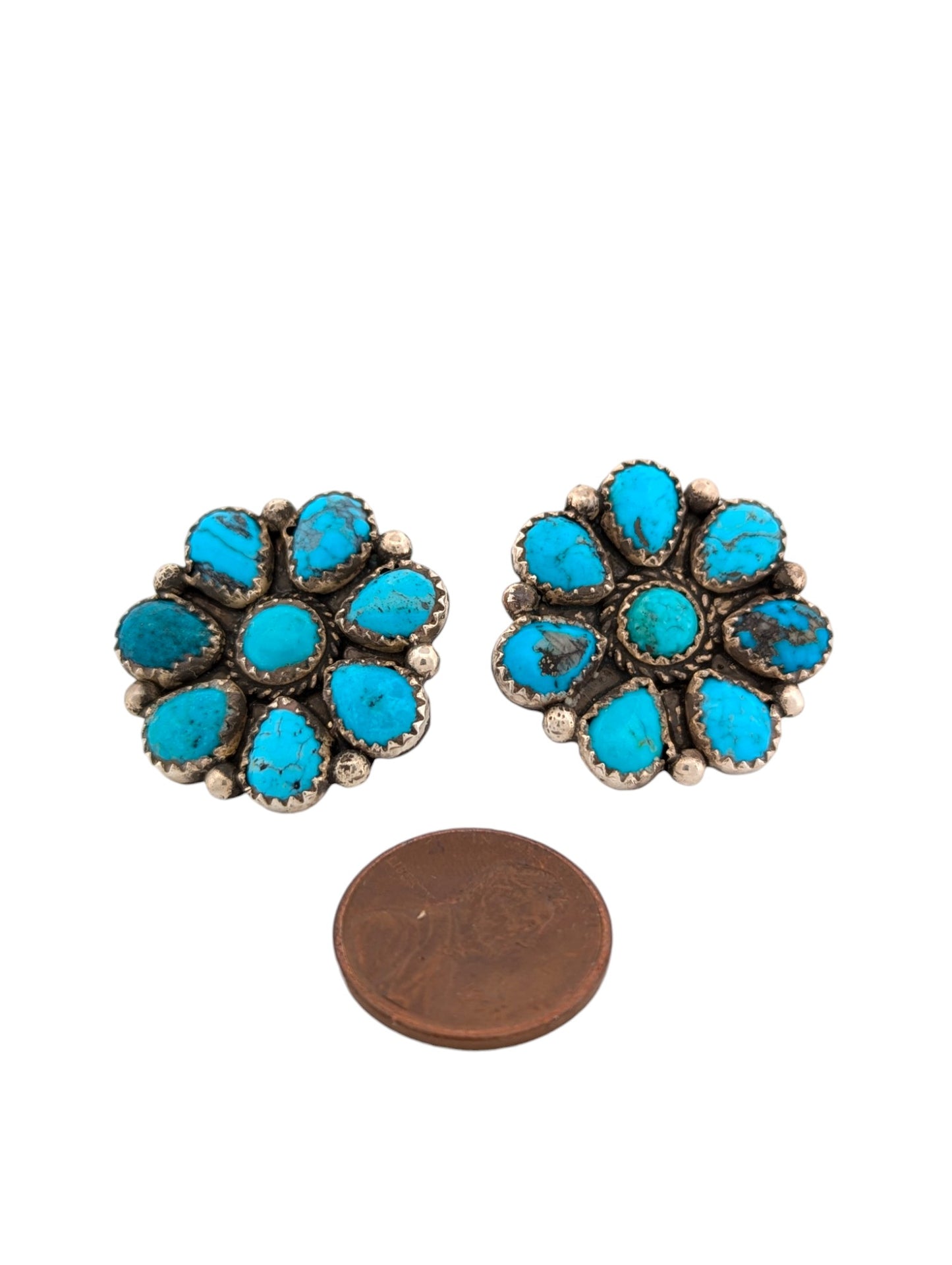 Buckskin Beau | New Native American Handmade Cluster Turquoise Earrings