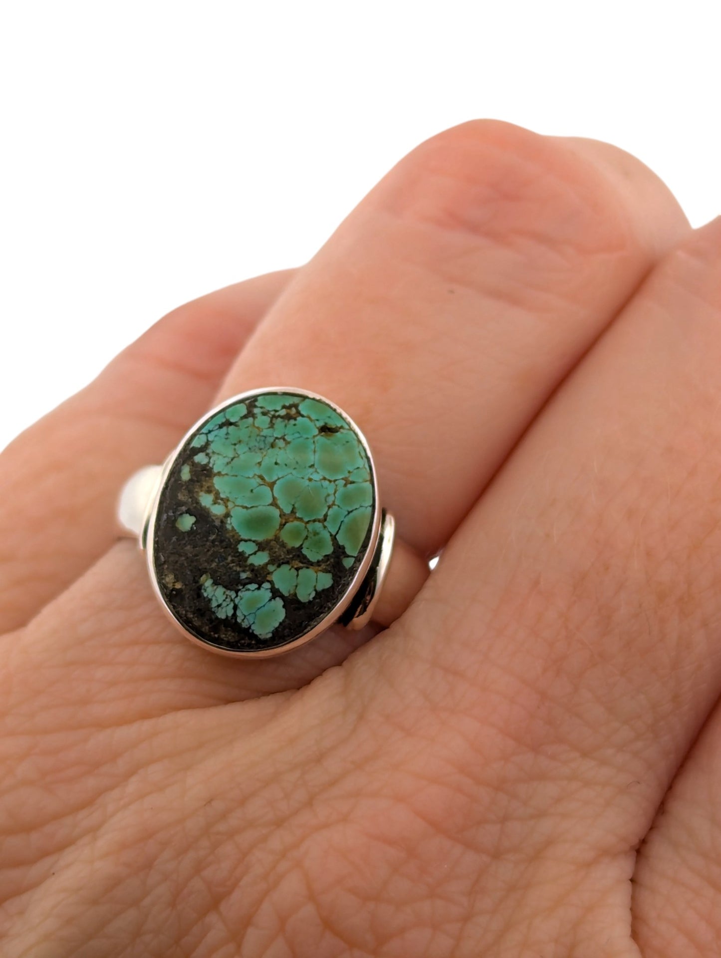 Wild Rose | Handmade Sterling Silver Ring with Arizona Polychrome Turquoise, Size 7