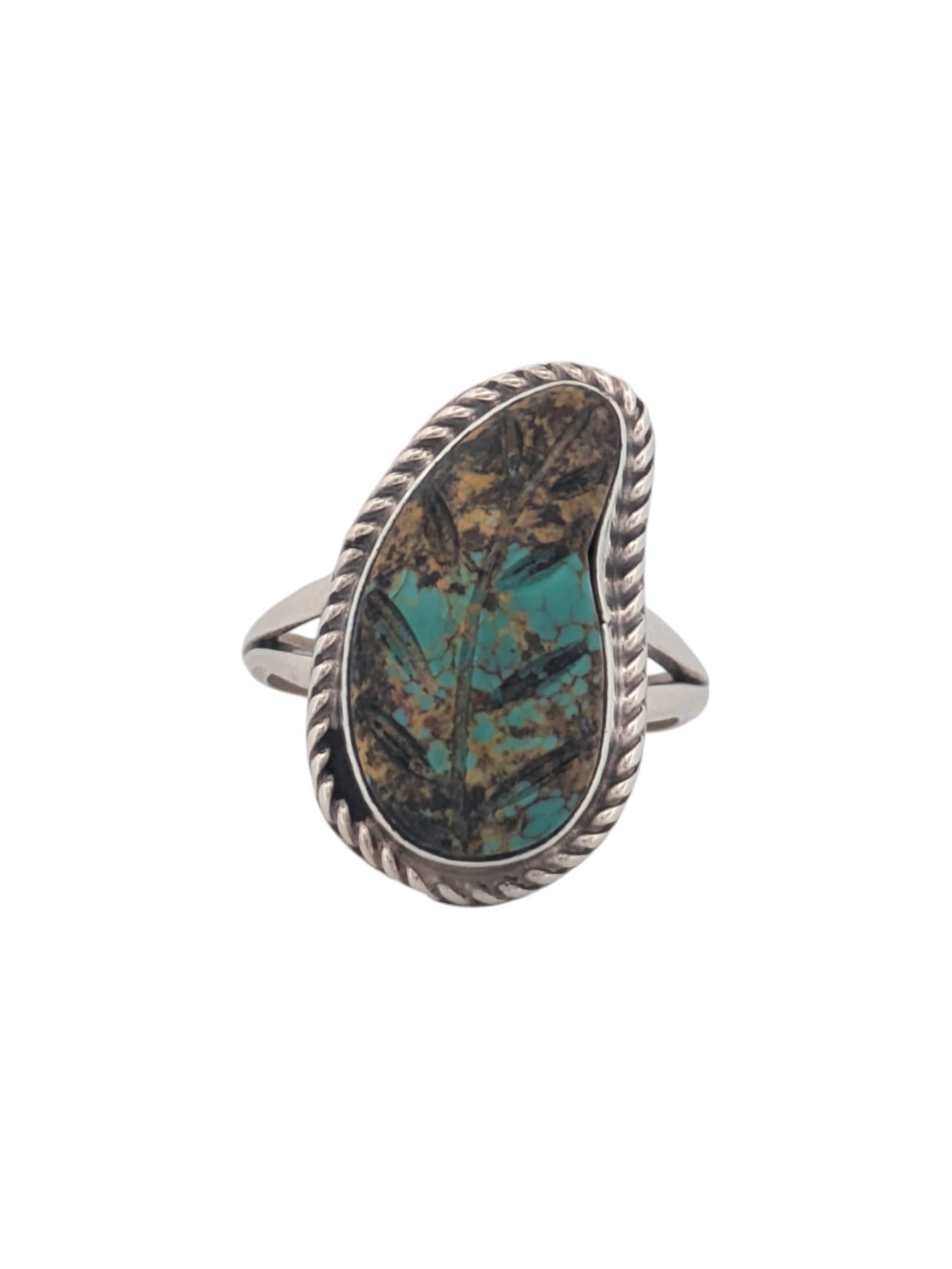 Runaway Mesa | New Native American Sterling Silver and Turquoise Leaf Ring