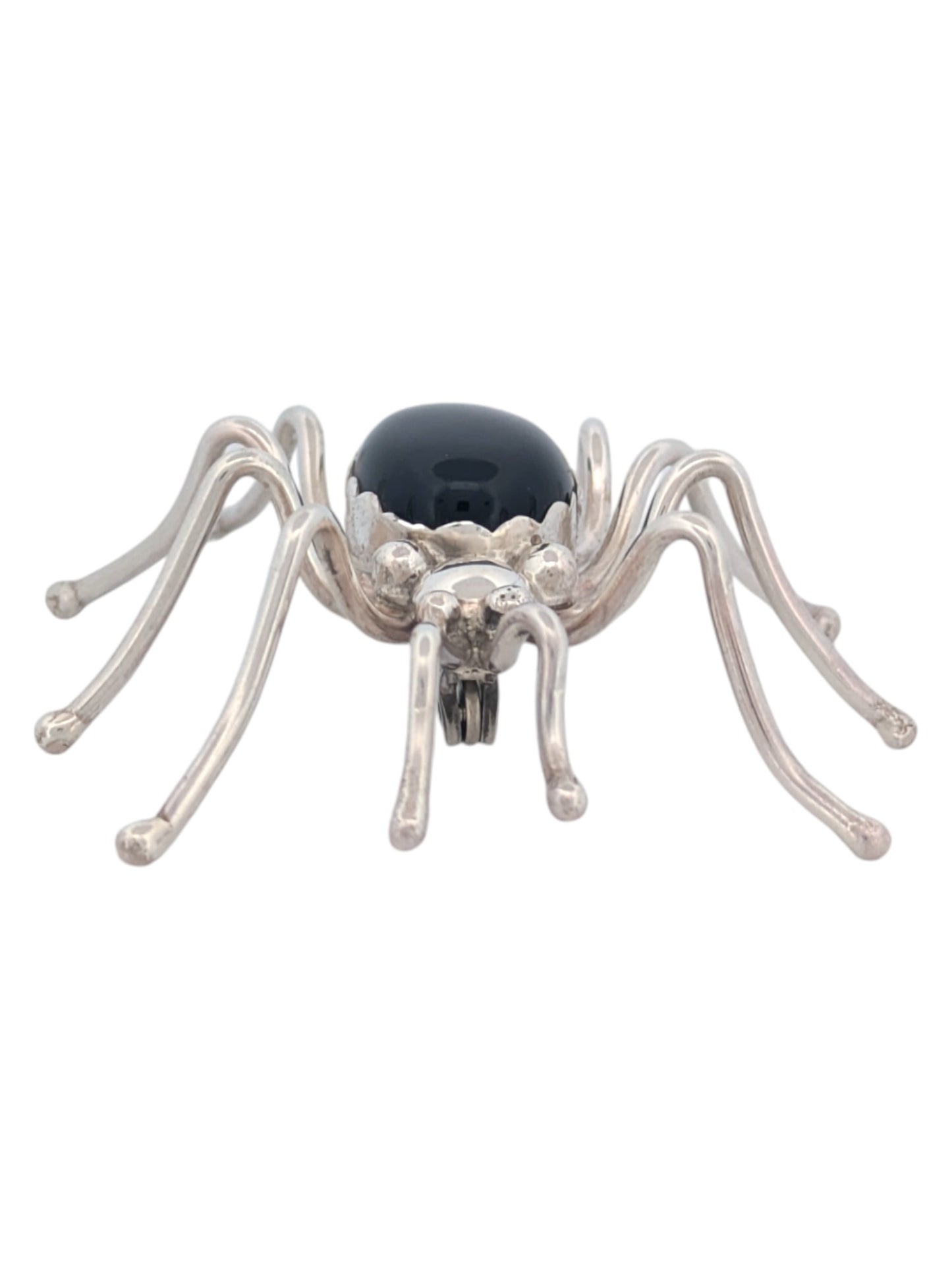 Jedidiah | Native American Handmade Sterling Silver and Onyx Spider Brooch