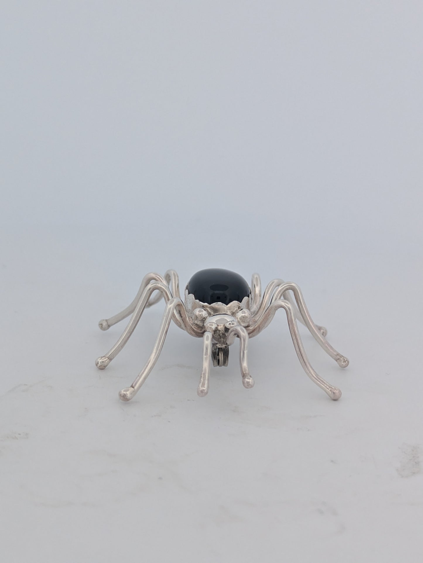 Jedidiah | Native American Handmade Sterling Silver and Onyx Spider Brooch