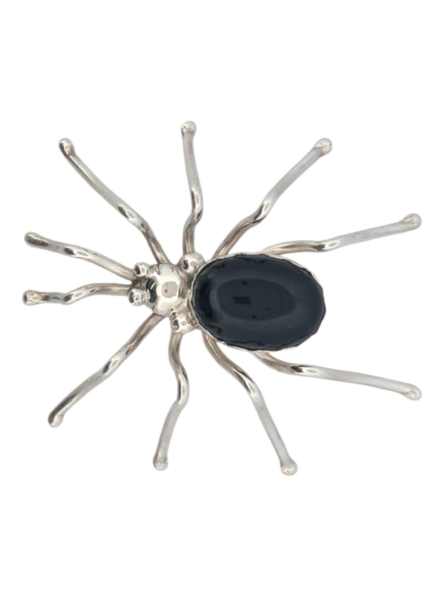 Jedidiah | Native American Handmade Sterling Silver and Onyx Spider Brooch