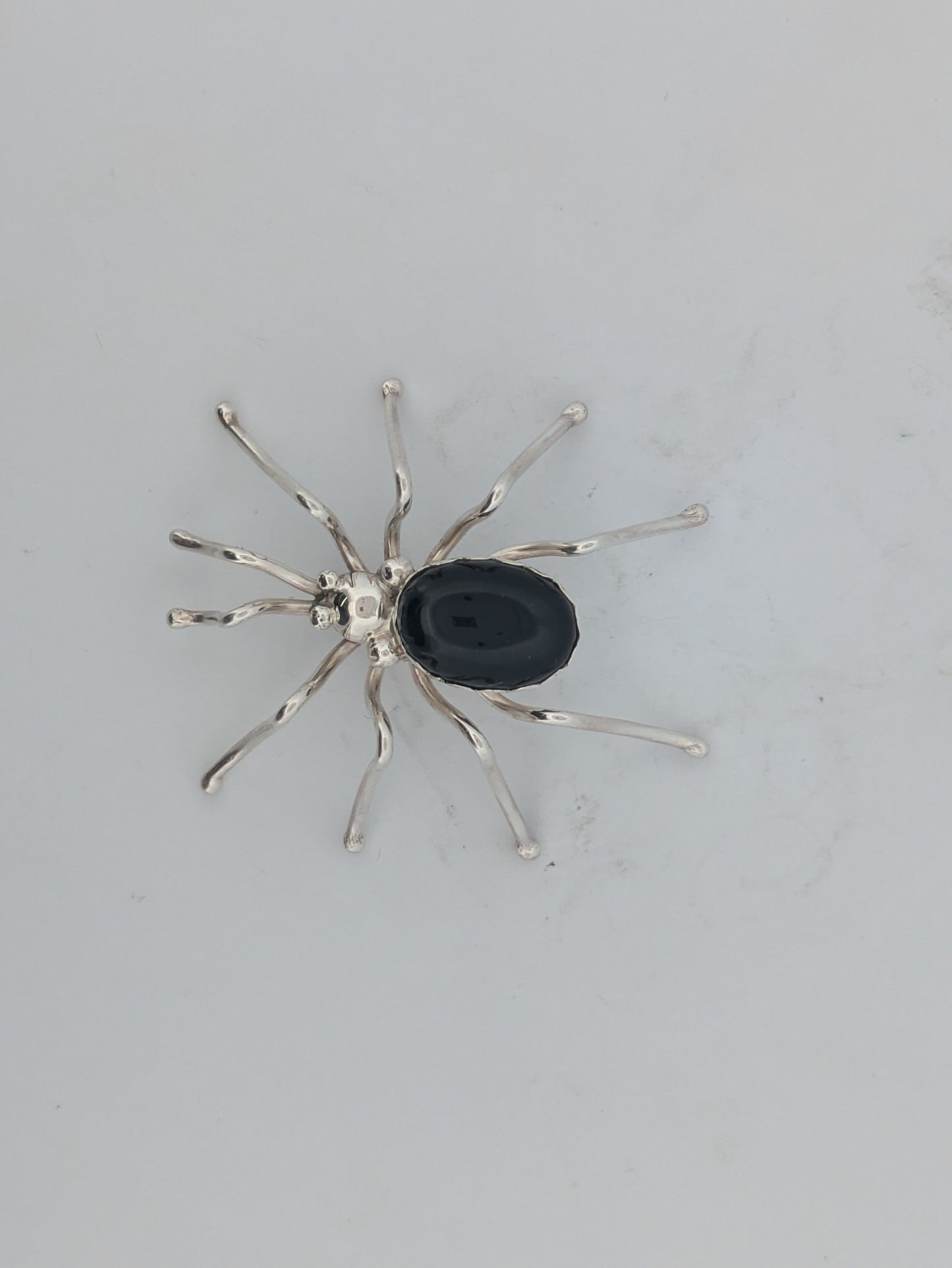 Jedidiah | Native American Handmade Sterling Silver and Onyx Spider Brooch