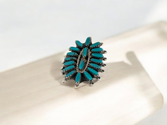 Bad Beauford | Native American Handmade Petit Point Turquoise Ring