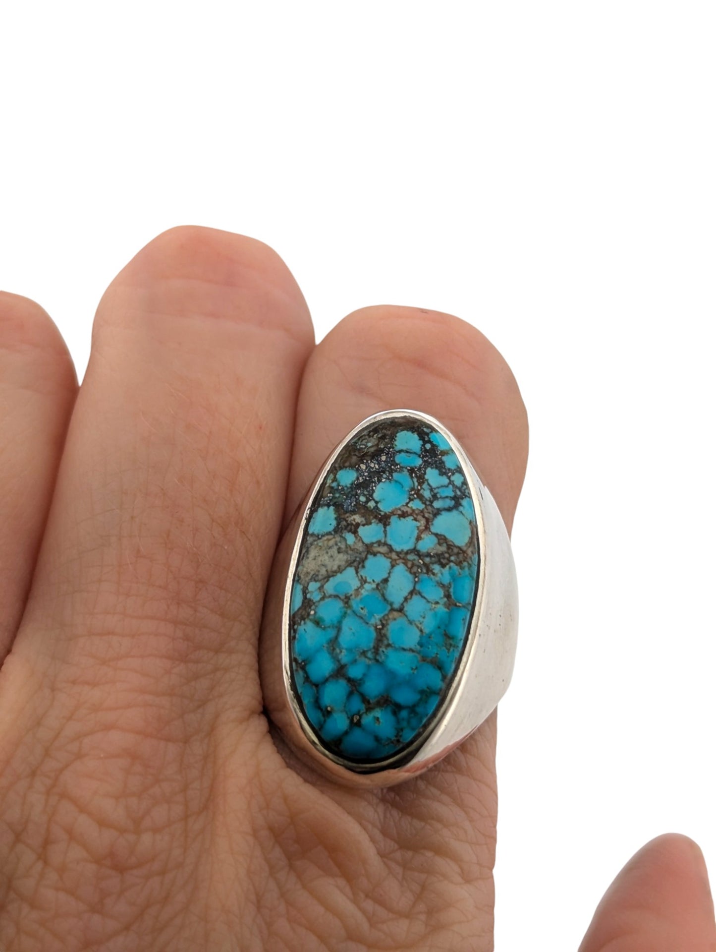 Sweetwater Sue | New Sterling Silver Turquoise Ring with Single Stone Inlay - Size 9.5