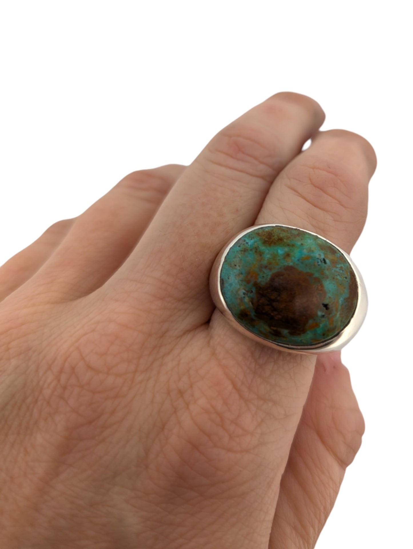 Tombstone Cliff | Sterling Silver Turquoise Ring with Kingman Turquoise Inlay (Size 9)