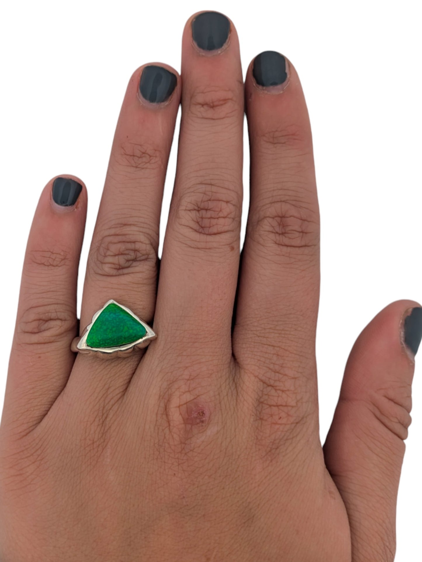 Dodge City | Sterling Silver Ring By Robert Drozd With Vibrant Green Carico Lake Turquoise