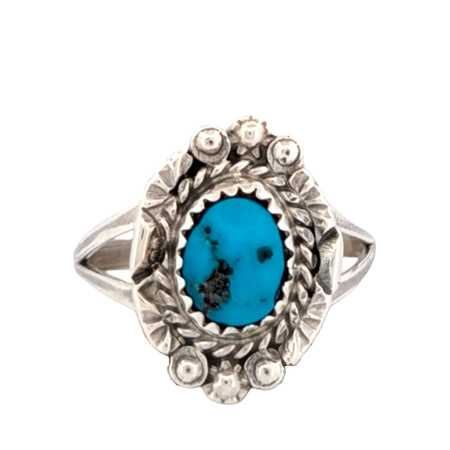 Loredo | Handcrafted Native American Sterling Silver Ring with Turquoise Stone