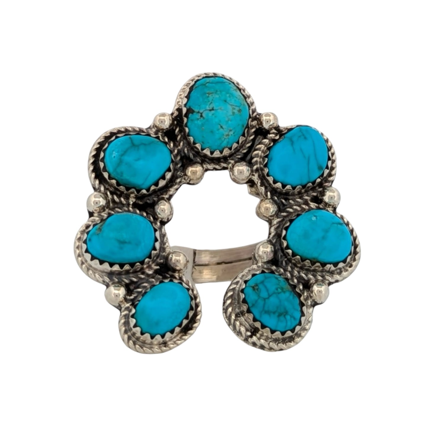 Palo Dura | New Sterling Silver and Turquoise Naja Ring by Navajo Artist Rita Dawes