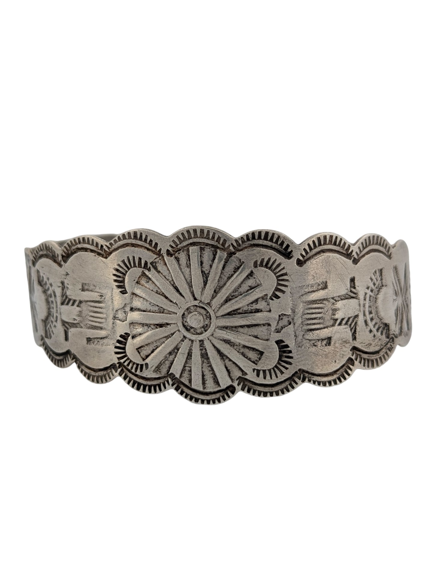 Ironwood Ridge | Vintage Sterling Silver Stamped Bracelet Featuring Fan Patterns