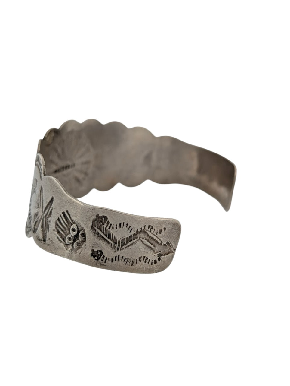 Ironwood Ridge | Vintage Sterling Silver Stamped Bracelet Featuring Fan Patterns