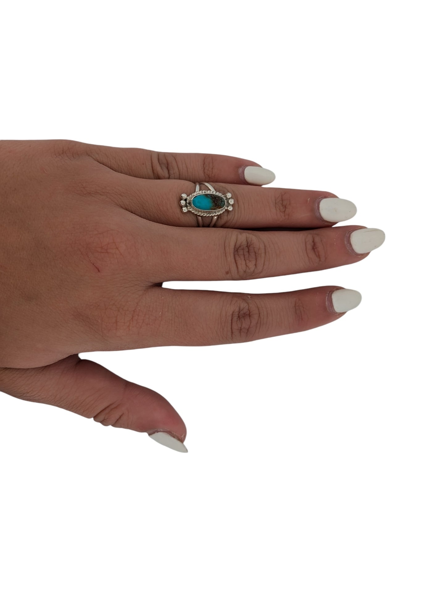 Mountain Lion Ridge | Handmade Ring with Traditional Design and Turquoise Center by Navajo Artist Peggy Skeets