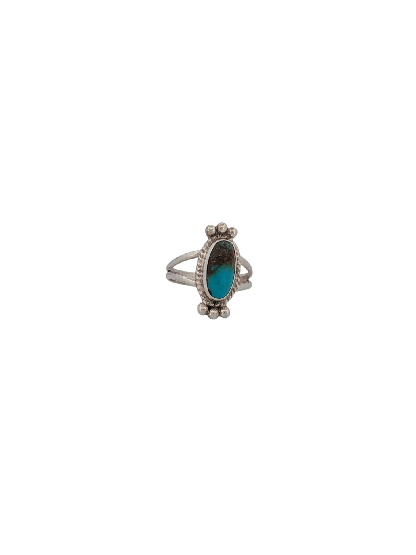 Mountain Lion Ridge | Handmade Ring with Traditional Design and Turquoise Center by Navajo Artist Peggy Skeets