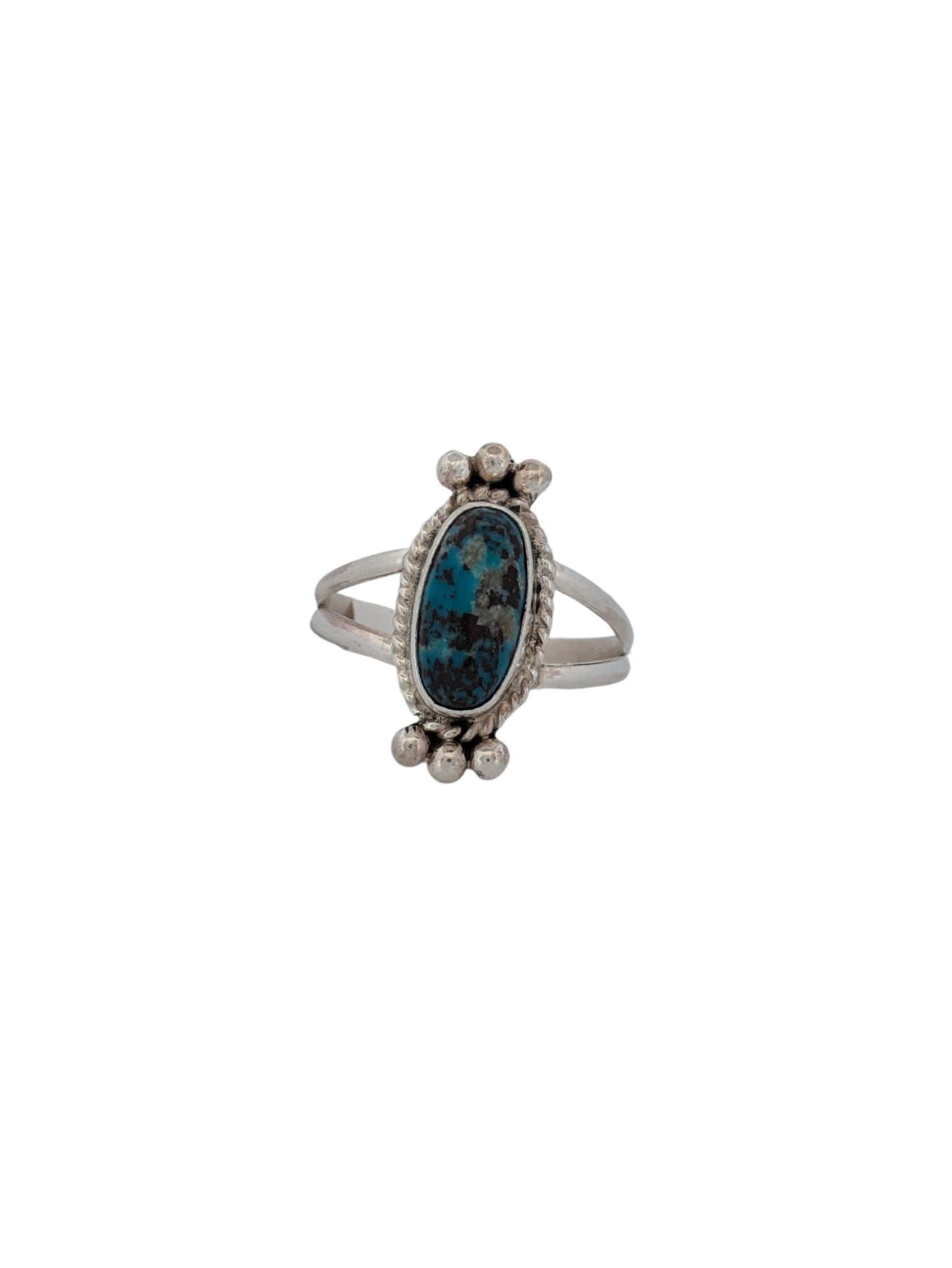 Mountain Lion Ridge | Handmade Ring with Traditional Design and Turquoise Center by Navajo Artist Peggy Skeets