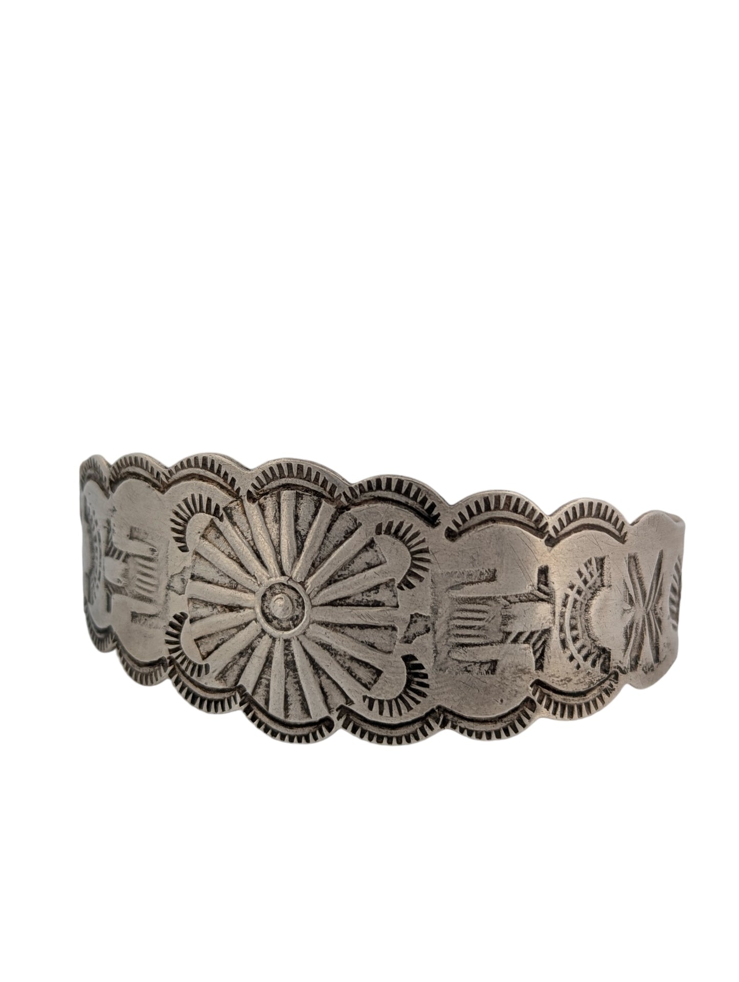 Ironwood Ridge | Vintage Sterling Silver Stamped Bracelet Featuring Fan Patterns