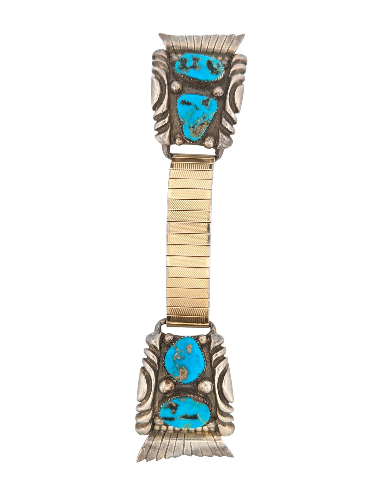 Rodeo Ridge | Vintage Native American Made Sterling Silver Blue Turquoise Watch Band by Cecil Sanders