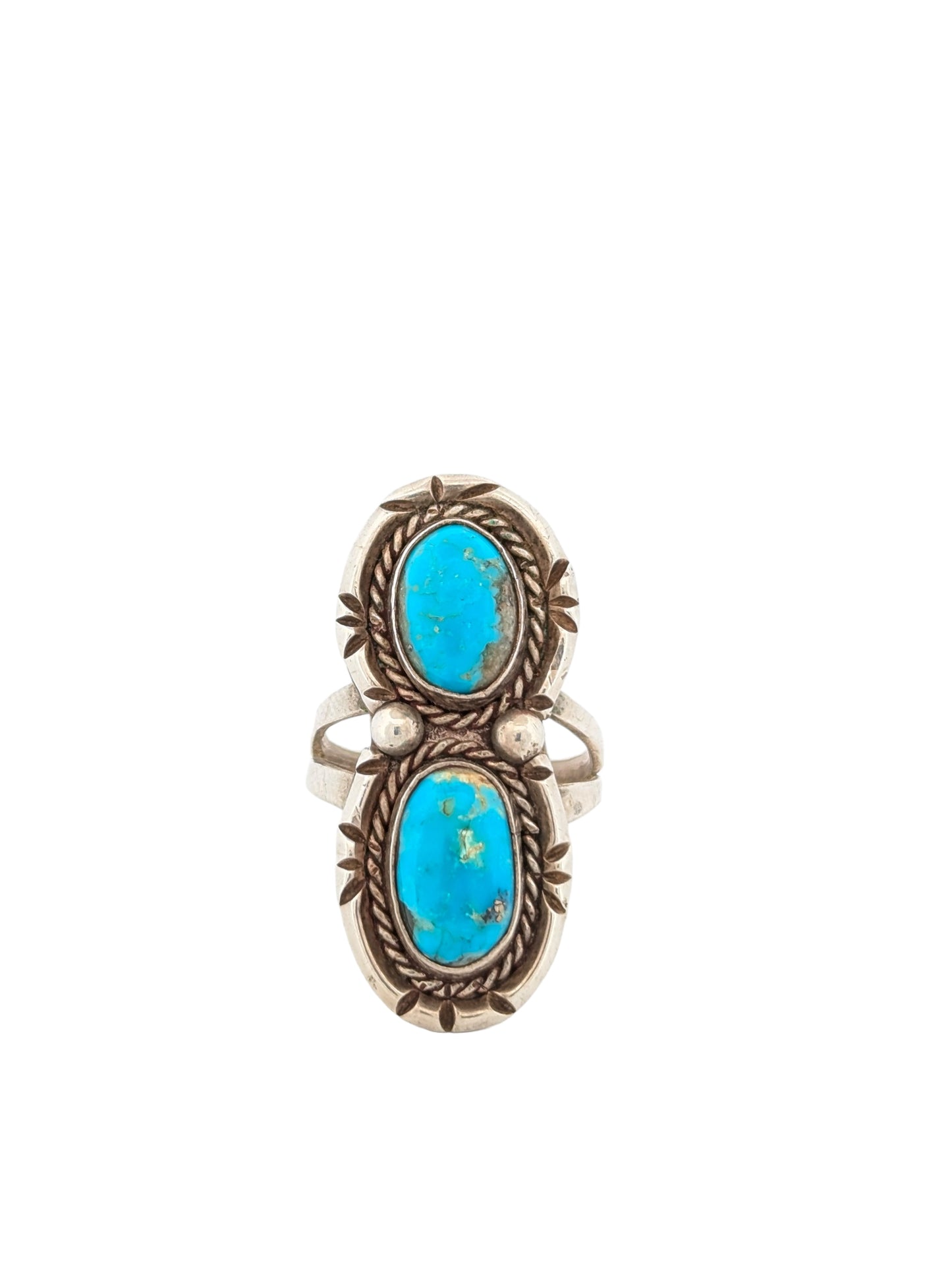 Canyon Springs | Vintage Sterling Silver Ring with Blue Turquoise  - Size 9