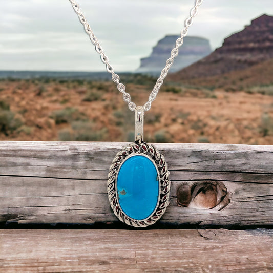 Mud Flats | Handmade Native American Sterling Silver and Turquoise Pendant by Jarod Gordy