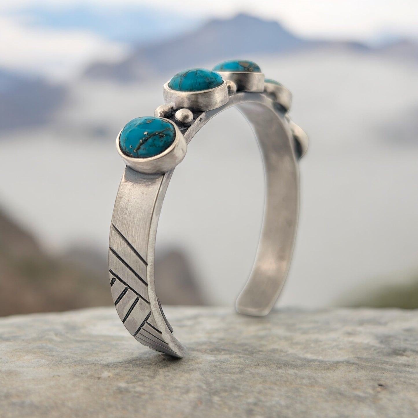 Scorpion Scythe | Hand Fabricated Sterling Silver and Kingman Turquoise Cuff Bracelet