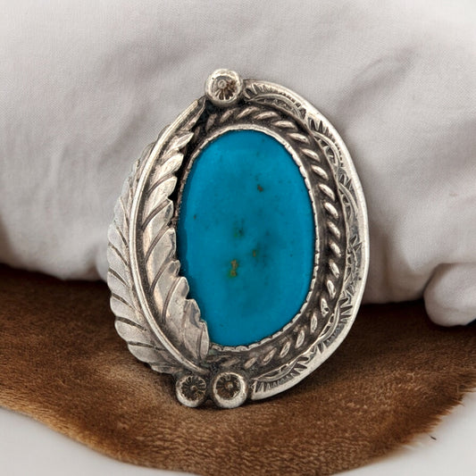 Diablo Canyon | Vintage Sterling Silver Ring with Blue Turquoise  - Size 6