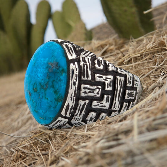 Swift Hill | Sterling Silver & Blue Kingman Turquoise Vintage Style Ring - Size 7