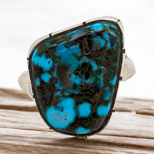 Deer Lodge | Sterling Silver and Blue Turquoise Handmade Ring - Size 7