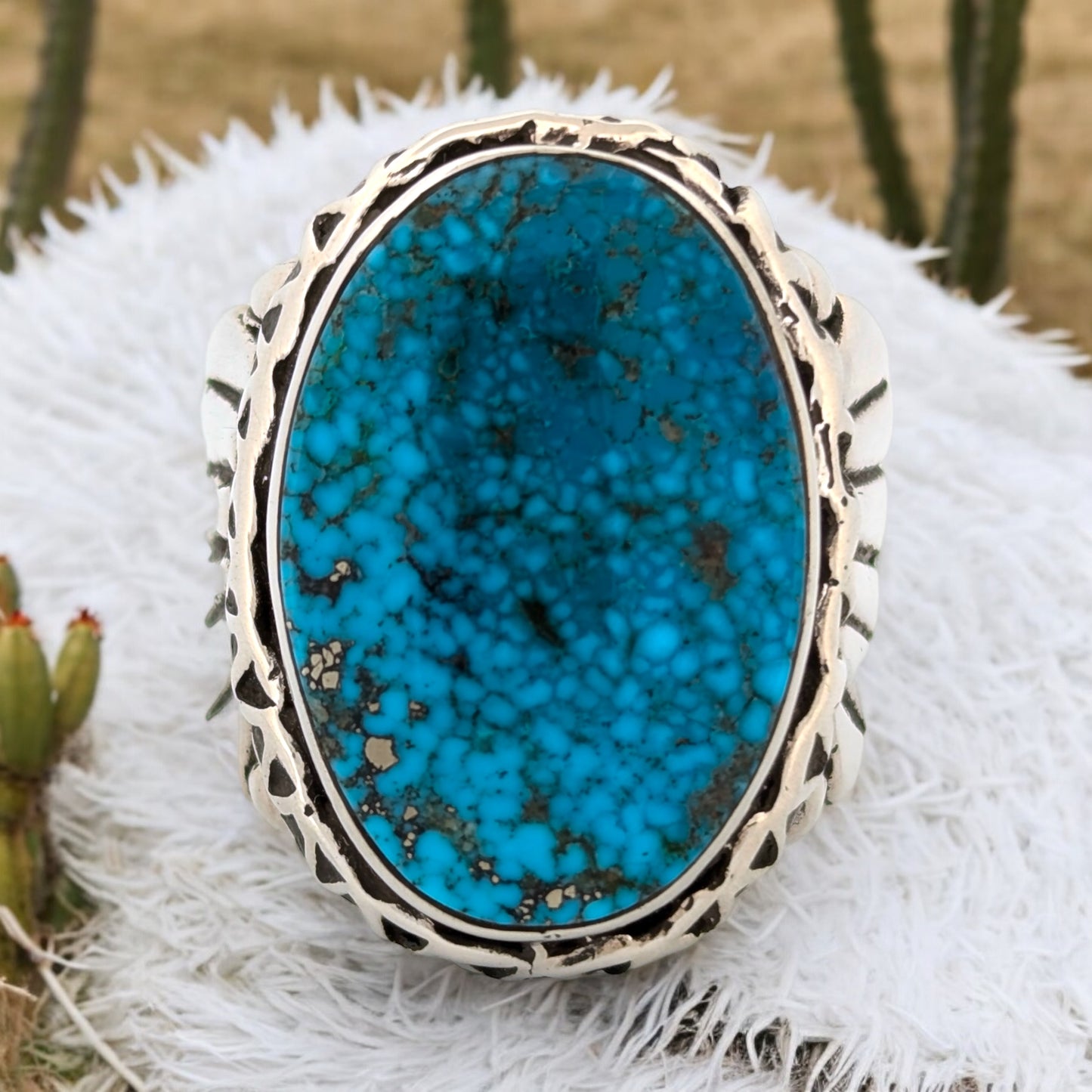 Grab Gulch | Handmade Sterling Silver Ring with Kingman Turquoise - Size 9.5