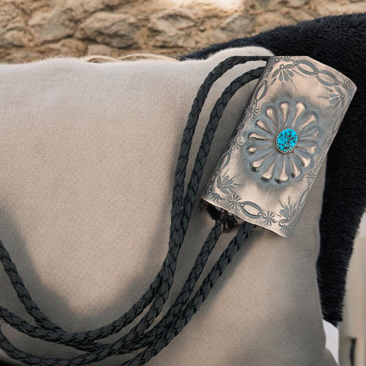 Buckin' Bronco | Handmade Navajo Sterling Silver Bolo Tie with Kingman Turquoise