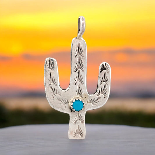 Cactus Point | Native American Handmade Sterling Silver Cactus Pendant