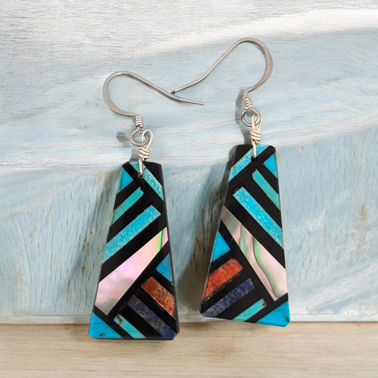 Golden Ridge | New Native American handmade mosaic inlay earrings